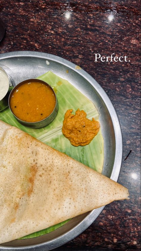 Indian food masala dosha Asthetic Indian Food, Aesthetic Indian Food Pictures, South Indian Food Snap, South Indian Captions For Instagram, Indian Food Quotes Instagram, Indian Food Snapchat, Indian Food Instagram Story, Bangalore Instagram Story, Dosa Snap