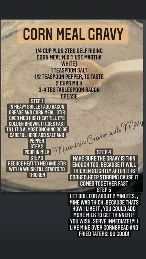 Cornmeal Gravy Recipe, Cornmeal Gravy, Mountain Cooking With Missy, Dolly Parton Recipes, Breakfast Casserole Muffins, Homemade Gravy Recipe, Martha White, Good Gravy, Celebrity Recipes