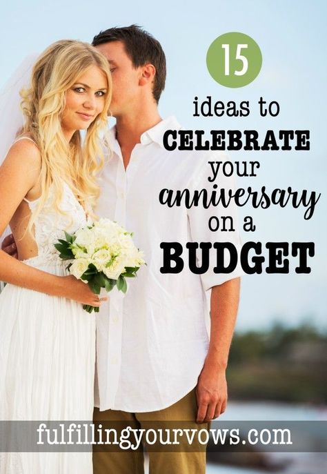 15 Ideas To Celebrate Your Anniversary On A Budget :: Carlie shares 15 creative ways to celebrate your #wedding #anniversary on a #budget. :: @ http://FulfillingYourVows.com One Year Marriage Anniversary Ideas, Things To Do On Your Anniversary Couple, Things To Do On Your First Wedding Anniversary, Anniversary Ideas To Do Together, First Marriage Anniversary Ideas, No Money Anniversary Ideas, 20th Anniversary Ideas For Wife, 20 Years Anniversary Ideas, Ideas For Anniversary Celebration