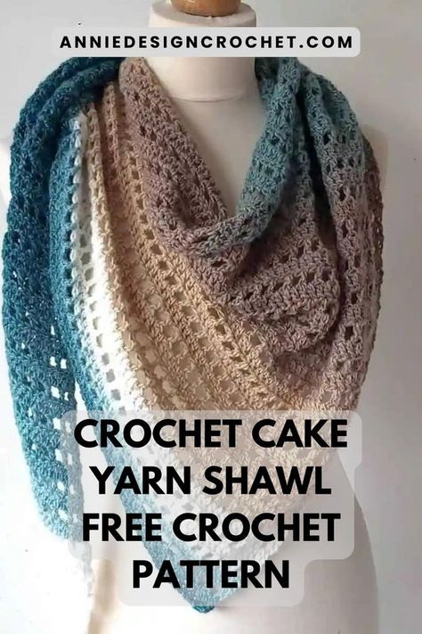 This is a lovely Free Crochet Pattern showing you how to make the Crochet Cake Yarn Shawl. You can use just one ball of any of the lovely Cake Yarns in a DK weight/Light Worsted weight that are available everywhere. Light Weight Shawl Crochet Pattern Free, One Skein Worsted Weight Crochet Patterns, Caron Cakes Crochet Patterns Free, Free Crochet Shawl Patterns Easy, Caron Cake Crochet Patterns, Shawl Crochet Pattern Easy, Crochet Shaw, Crochet Shawl Patterns, Crocheted Shawls