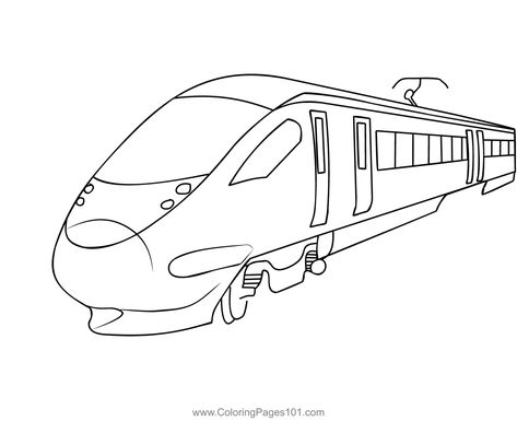 Bullet Train Coloring Page Train Outline, Malaysia Poster, Bullet Drawing, Train Sketch, Train Cartoon, Cover Page For Project, Train Coloring Pages, Train Drawing, Train Illustration