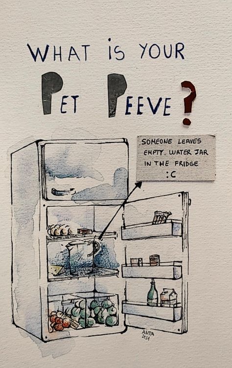 #petpeeve #peeve #empty #water #fridge #jar #frustating #irritate #annoying #annoyance #food #eggs #meat #apples #tomatoes #wine #milk #can #spain #valencia #illustrations #antia.ac #freezer #refrigerator #english #words #art #artistic #watercolour #painting #colourful #collage #composition #technique #cheese #冰箱 #یخچال #फ्रिज #冷蔵庫 #냉장고 #bothering #aggravation #discontent #composition#open #door #cold #original #creative #imaginative #ingenious #inspired #innovative #clever #inventive #cultural Open Fridge Drawing, Refrigerator Drawing, Fridge Drawing, Water Fridge, Collage Composition, Colourful Collage, Painting Colourful, Spain Valencia, Words Art