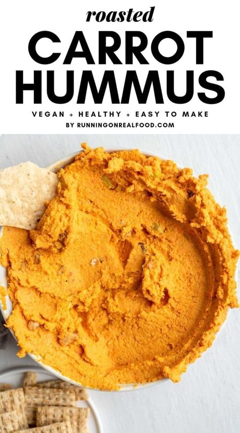 Carrot Hummus Recipe, Roasted Carrot Hummus, Carrot Hummus, Easy Stuffed Cabbage, Running On Real Food, Fodmap Food, Vegan Sauce, Vegan Dips, Cooking Vegan