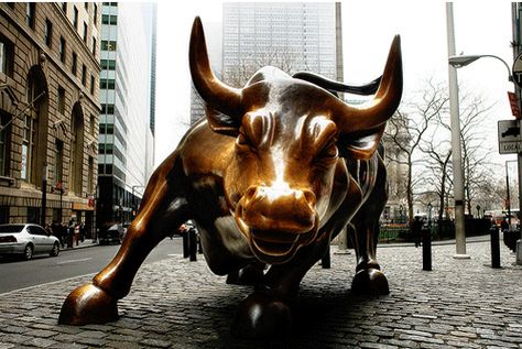 The bronze bull that stands in Bowling Green appeared in front of the New York Stock Exchange 12/15/89. It was created by the Italian artist Arturo DeModica who put the 7,000-pound bull in front of the New York Stock Exchange in the middle of the night without permission. It is a symbol of strength, power and hope of the American people for the future.  The Bull is an NYC landmark and a favorite stop for tourists. If you want fortune in the stock market, you have to rub the bull for luck. Stock Market Wallpaper, Market Wallpaper, Bulls Wallpaper, Blood Money, Charging Bull, New York Attractions, Bull Run, State Street, Airbnb Host