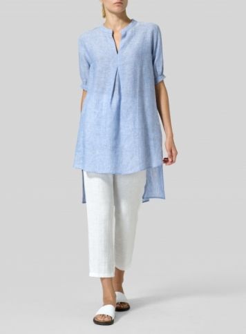 Tunics For Women Classy, Linen Clothes For Women Classy, Top Designs For Women, Linen Style Fashion, Vivid Linen, Linen Top Women, Linen Shirts Women, Fashion Top Outfits, Linen Fashion