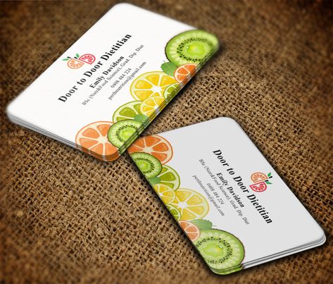 Elegant, Serious, Nutrition Business Card Design for a Company by MT | Design #7280227 Nutrition Business Cards, Nutritionist Logo Design, Nutritionist Business Cards, Nutrition Business, Magazine Design Cover, Food Business Card, Nutrition Logo, Fruit Company, Company Business Cards