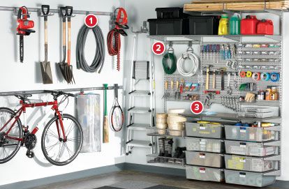 Platinum Elfa Utility Deluxe Garage Rinnovo Garage, Home Depot Garage Storage, Elfa Closet System, Organized Garage, Storage Shed Organization, Garage Floor Paint, Overhead Garage Storage, Overhead Garage, Shed Organization