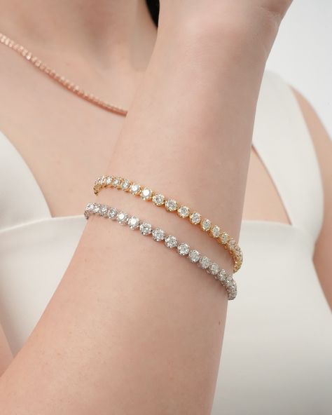 🌟 Shimmer in Yellow Gold or White Gold? Our Lab Grown Tennis Bracelets have you covered! 💎✨ 🎾Yellow Gold Tennis Bracelet 14KY 7.75gr Lab Grown Diamonds 7.00ct total weight F, VS $3800-30% = $2660 🎾White Gold Tennis Bracelet 14KW 7.98gr Lab Grown Diamonds 7.10ct total weight F, VS $3855-30% = $2698 📍Visit us: 66 West 47th Street #22-23 New York, NY 10036 ⌚️Businesses hours: MON-SAT 10.00-5.00pm #LabGrownTennisBracelets #YellowGoldBracelet #WhiteGoldBracelet #TennisBracelet #JewelryGoal... Tennis Bracelet Gold, Bracelet White Gold, Luxury Bracelets, Gold Tennis Bracelet, Bracelet Elegant, Bracelet Tennis, Luxury Bracelet, Chic Bracelet, Bracelets Gold