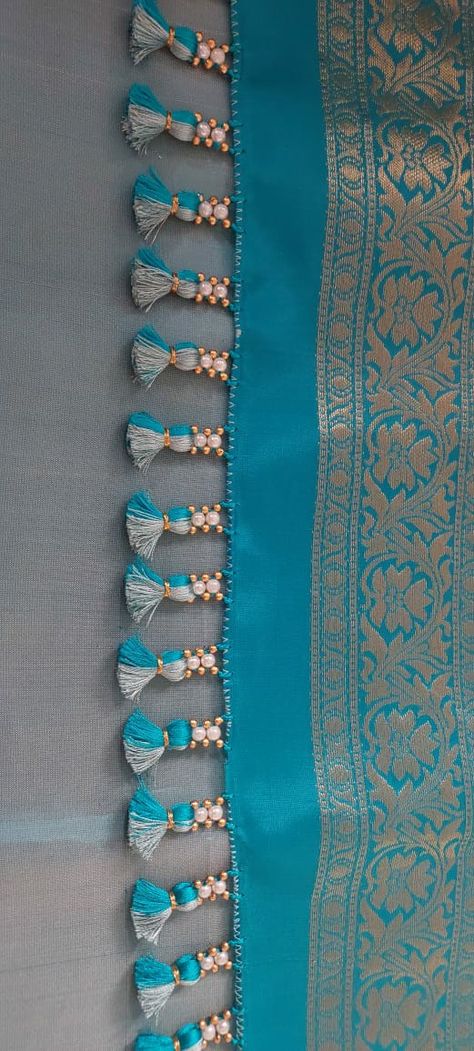 Tassel For Dupatta, Blouse Kuchu Designs, Tassels Fashion Saree Pallu, Latkans For Saree Pallu, Sarees Kuchu Design, Tassels Saree Pallu, Hangings For Blouse Hands, Saree Resa New Design, Pattu Saree Kuchu Designs Latest