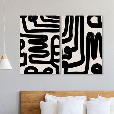 Black Color Art Painting, Hand Painted Abstract Art, Black Paint Painting, Black White Abstract Painting, Black White Canvas Art, Canvas Painting Black And White, Set Of 2 Paintings, Abstract Art Black And White, Lines Painting