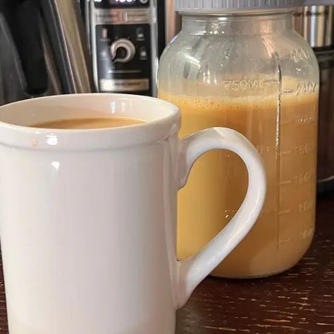 Salted Caramel Coffee Creamer Salted Caramel Creamer Recipe, Caramel Creamer Recipe, Salted Caramel Coffee Creamer, Caramel Coffee Creamer Recipe, Caramel Coffee Creamer, Homemade Coffee Creamer Recipe, Salted Caramel Coffee, Salted Carmel, Homemade Coffee Creamer