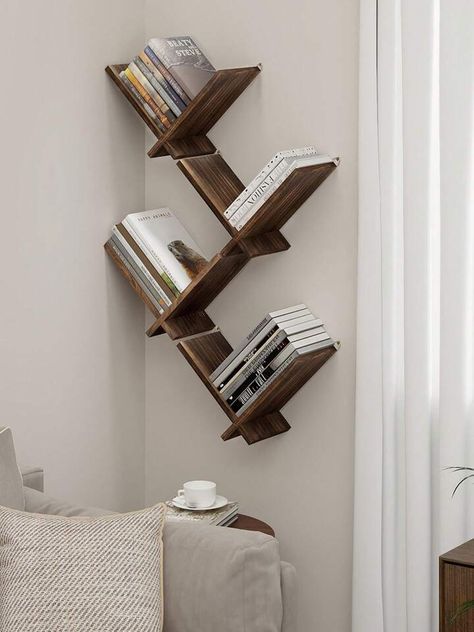 Gronda 2pcs Bookshelf For Wall, Hanging Wall Mounted Shelves Book Storage Organizer, Free Combination Of Bookshelves,Desktop Tree Book Shelves For Small Spaces, Floating Bookshelf For Office Living Room Bedroom, Solid Wood Decor,Wall Decor | SHEIN USA Wall Hanging Book Shelf, Tree Book Shelves, Wall Mount Book Shelves, Shelves For Small Spaces, Bookshelf For Office, Wood Decor Wall, Hanging Bookshelves, Bookshelf Aesthetic, Modern Wood Furniture