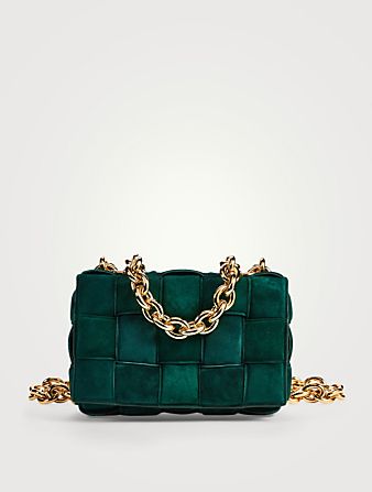 The Chain Padded Cassette Intrecciato Suede Bag Bottega Veneta Cassette, Diy Birthday Gifts For Friends, Suede Bag, Holt Renfrew, The Chain, Green Suede, Green Bag, Net A Porter, Chain Strap