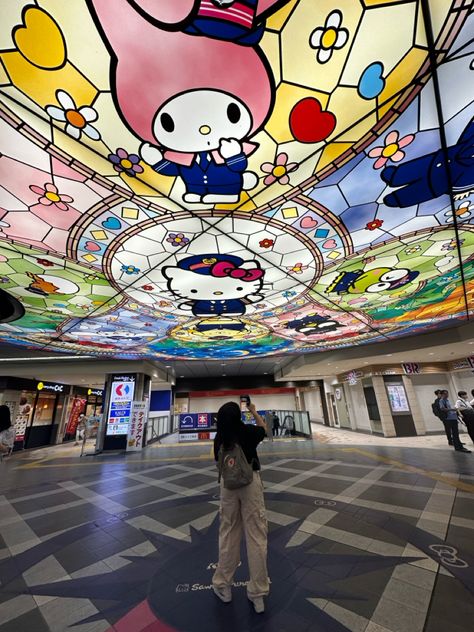 sanrio japan train station tokyo Hello Kitty Hotel Tokyo, Hello Kitty Shinkansen, Tokyo Disney Aesthetic, Japan 7/11, Japan Train Station, Tokyo Japan Aesthetic, Travelling Japan, Japan Disneyland, Photo Japon