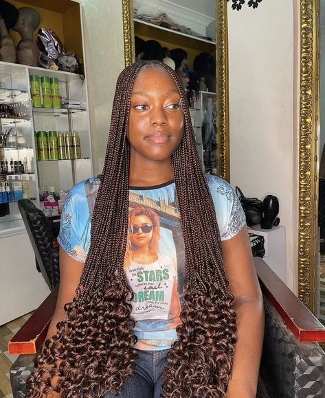 Long Brown Braids With Curls, Brown Attachment Braids, Hairstyles With Attachment Braids, Attachment Hair Styles Braids, Burgundy Braids, Cute Box Braids, Short Box Braids Hairstyles, Braided Hairstyles For Black Women Cornrows, Big Box Braids Hairstyles