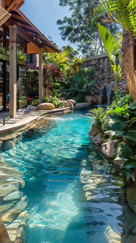 Natural Pools Backyard Swimming Ponds, Small Backyard Pool Ideas, Small Backyard Pool, Backyard Pool Ideas, Kleiner Pool Design, Backyard Pool Design, Pool Ideas On A Budget, Dream Backyard Pool, Pools Backyard Inground