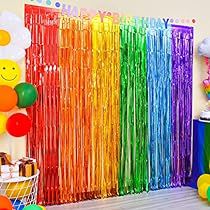 Holiday Photo Booth Props, Curtains Backdrop, Holiday Photo Booth, Glitter Curtains, Fringe Curtains, Rainbow Backdrop, Backdrop For Birthday, Rainbow Party Decorations, Streamer Backdrop