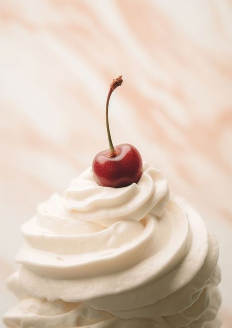 A whipped cream and a cherry on top dessert plant food. | free image by rawpixel.com / Boom Cupcake With Cherry On Top, Cherry Ice Cream Aesthetic, Whipped Cream Aesthetic, Cherry Fragrance, Cherry Boom, Cupcake Ice Cream, Black Cherries, Ice Cream Print, Cherry Cake