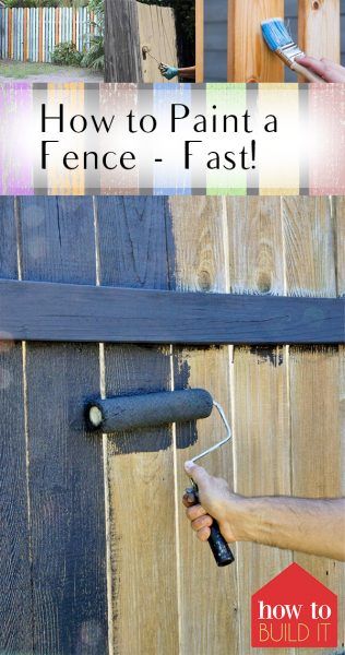 How to Paint a Fence–Fast! | How to Paint Your Fence, Painting Tips and Tricks, Backyard Projects, DIY Backyard Projects, Outdoor Living, Outdoor DIY, Outdoor DIY Projects, Popular Pin Painted Wood Fence, Fence Paint Colours, Diy Backyard Projects, Backyard Fence Decor, Fence Painting, Black Fence, Old Fences, Diy Fence, Fence Art