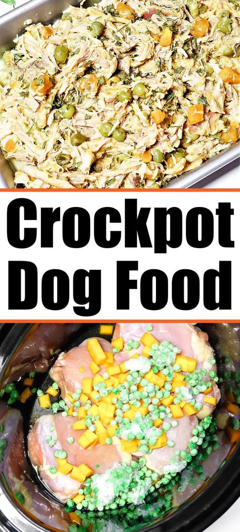 Homemade Crockpot dog food recipe is here. Easy dump and go meal for puppies with chicken and vegetables or beef. Healthy protein packed. Crockpot Chicken And Rice For Dogs, Dog Crock Pot Meals, Homemade Dog Food Slow Cooker, Easy Crockpot Dog Food, Dog Food In Crockpot, High Protein Dog Treat Recipes, Chicken For Dogs Food Recipes, Homemade Dog Food Crockpot Chicken, Diet Dog Food Recipes