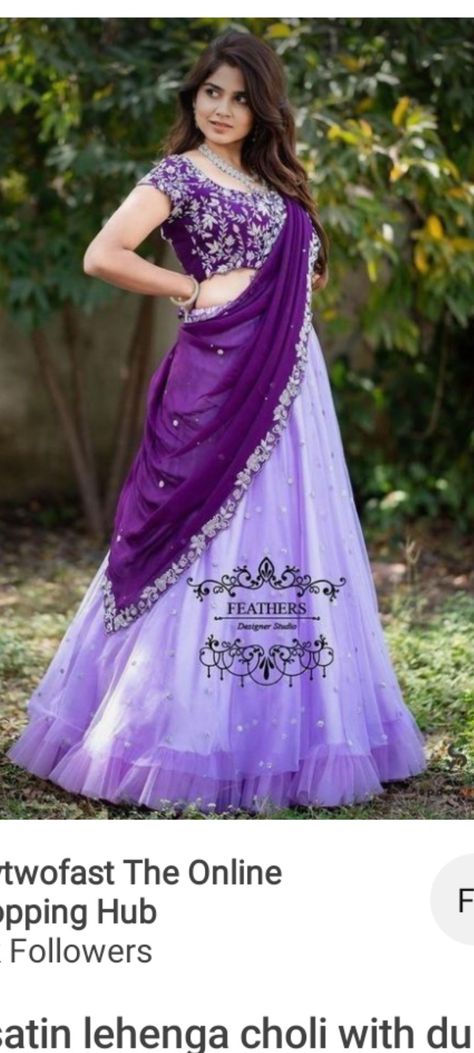 Purple Half Saree Lehenga, Lehanga Designs Georgette, Purple Lehanga Designs Latest, Half Saree Lehenga For Birthday, Party Wear Half Sarees, Fancy Half Sarees Latest Designs, Traditional Lehanga Designs Latest, Halfsarees Designer Latest, Purple Lengha Choli