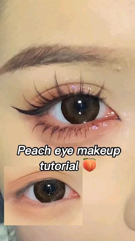 Peach Eye, Peach Eye Makeup, Teknik Makeup, Membentuk Alis, Asian Makeup Tutorials, Anime Eye Makeup, Mekap Mata, Cute Eye Makeup, Doll Eye Makeup