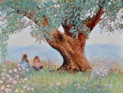 George Clausen, Under A Tree, English Art, English Artists, Art Masters, British Artist, The Grass, Painting Illustration, Tree Painting