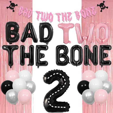 PRICES MAY VARY. Bad two the bone balloon set: Create lasting life memory with our pink black balloon set 2nd birthday party decorations. Our 2 years old birthday party kit has all the decorations you need to go create a dreaming fantastic music themed 2nd birthday party. And your little girl will be surrounded by love and pleasure at the party time. Joyful setup time: Our second birthday party decorations are easy to assemble. You can show your imagination to decorate your party with our party Two Fabulous Birthday Party, Second Birthday Tea Party Theme, Two Year Old Bday Themes, Pooh Bear 2nd Birthday Party, Chapter Two Birthday Party, Fall 2nd Birthday Party For Girl, Two Year Birthday Theme, Baby Girl 2nd Birthday Ideas, Girls 2nd Birthday Themes