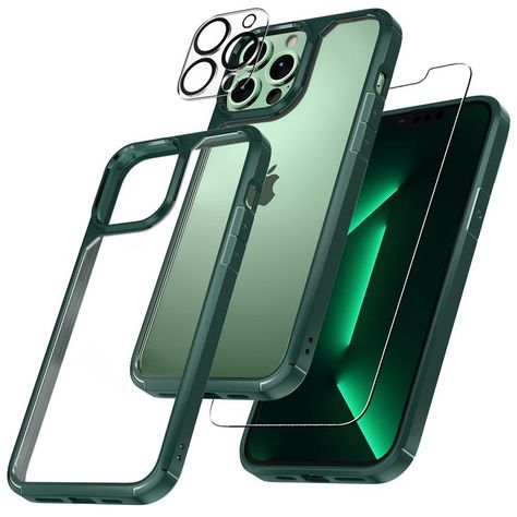 TAURI [3 in 1 Defender Designed for iPhone 13 Pro Case 6.1 Inch, with 2 Pack Tempered Glass Screen Protector + 2 Pack Camera Alpine Green, Iphone 13pro, Green Cases, Screen Protector Iphone, Iphone 13 Pro Max Case, Marble Case, Tempered Glass Screen Protector, Glass Screen, Clear Cases