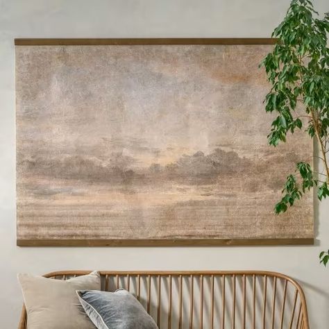 Tapestries Shop - Magnolia Over The Couch Artwork, Large Tapestry Wall Hangings, Organic Modern Wall Decor, Behind The Couch Wall Decor, Over Couch Wall Decor, Large Mantle Decor, Giant Couch, Large Artwork Living Room, Couch Room