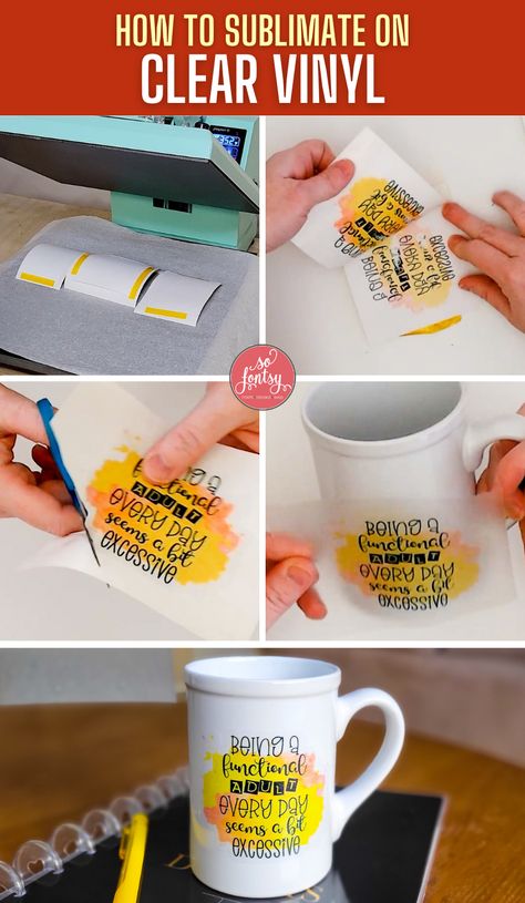 How to Sublimate on Clear Vinyl - So Fontsy Sublimation Ideas Projects, Inkscape Tutorials, Sublimation Gifts, Sublimation Ideas Projects Inspiration, Sublimation Ideas, Cricut Projects Beginner, Creative Corner, Cricut Craft Room, Diy Tumblers