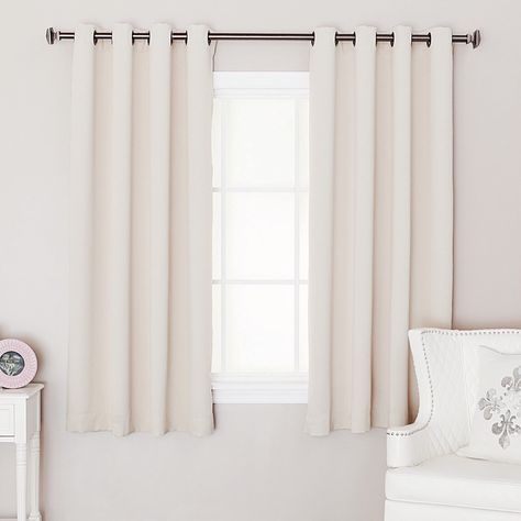 short curtains - square bedroom window Short Curtains Bedroom, Curtains Behind Bed, Short Window Curtains, Minimalist Curtains, Window Curtains Bedroom, Small Curtains, Small Window Curtains, Window Treatments Bedroom, Curtain Length