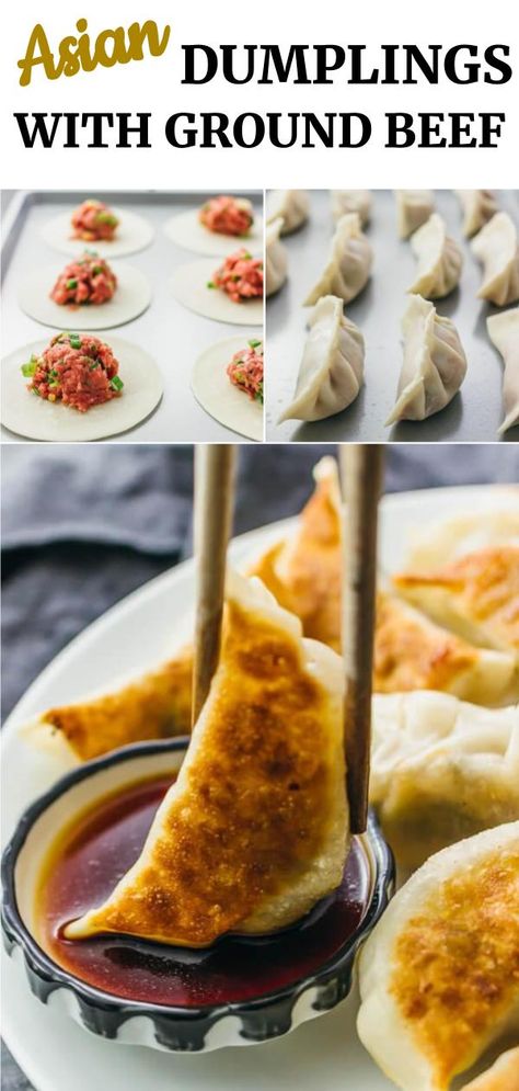 Meat Dumplings Chinese, Beef Pot Stickers Recipe, Asian Beef Dumplings, Homemade Potstickers Dough, Ground Beef Dumplings Recipe, Beef Dumplings Recipe Chinese, Beef Dumplings Recipe Homemade, Easy Beef Dumplings Recipe, Potsticker Filling Recipe