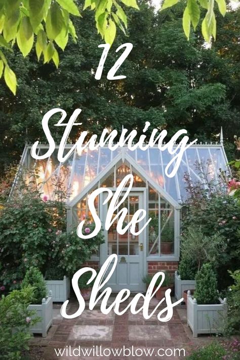 She Shed Patio, She Sheds Exterior Ideas, She Shed Container, Backyard Art Studio Ideas, Sheshed Exterior Ideas, Small Shed Backyard, Modern She Shed Ideas, Cute Potting Sheds, She Shed Shabby Chic