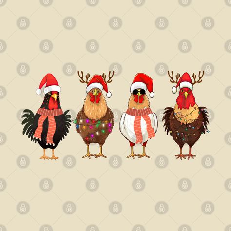 Chicken Christmas Lights Farm Animal Funny Xmas - Chicken Christmas Lights - T-Shirt | TeePublic Christmas Chicken Wallpaper, Christmas Farm Animals Paintings, Christmas Chicken Drawing, Funny Christmas Animals, Christmas Chicken Painting, Funny Christmas Art, Christmas Chicken Art, Barnyard Christmas, Christmas Lights Drawing