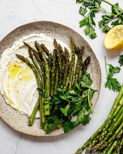 Herb Goat Cheese, Asparagus Seasoning, Whipped Goat Cheese, Whipped Feta, Small Food Processor, Roasted Asparagus, Cooking Inspiration, Perfect Side Dish, Goat Cheese