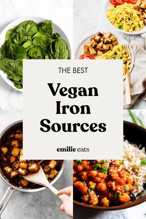 There are plenty of vegan foods high in iron, but are you getting enough? This is your guide to vegan iron sources you should be including in your diet Vegan Food High In Iron, High Iron Vegan Foods, Iron Rich Vegan Meals, High Iron Vegan Meals, Iron Sources Food, Vegan Iron Sources, Iron Sources, Vegan Iron, Sources Of Iron