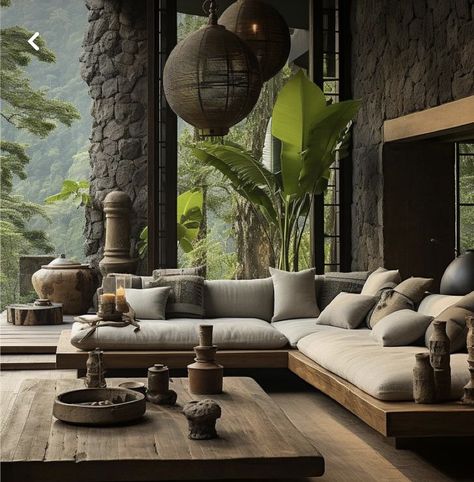 Villa Home Interior, Tropical Lounge, Balinese Villa, Gas Fire Pits, Bali Style Home, Balinese Decor, Tropical Interior Design, Fire Tables, Villa Home