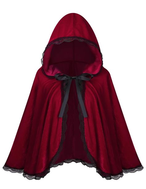 PRICES MAY VARY. Length: 66cm/26" (from shoulder to hem). Full length, with oversized hood, ties at the neck. Perfect for Red ridng party, Christmas, dress-up, role play, Halloween, costume parties stage costuming witches, vampires, royalty, school activities and more. Hand wash, do not iron, do not bleach Little Red Riding Hood Halloween, Velvet Cloak, Cape Outfit, Rapunzel Costume, Colorful House, Vampire Clothes, Cape Costume, Red Riding Hood Costume, Christmas Cosplay