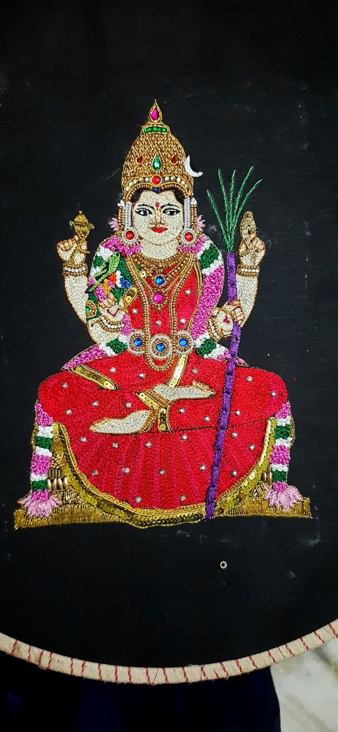 God Aari Work, Kanchi Kamakshi Amman, Kamakshi Amman, Kids Learning Charts, Aari Motif, Kanchi Kamakshi, Tambour Embroidery, Sewing Tutorials Clothes, Hand Embroidery Design Patterns