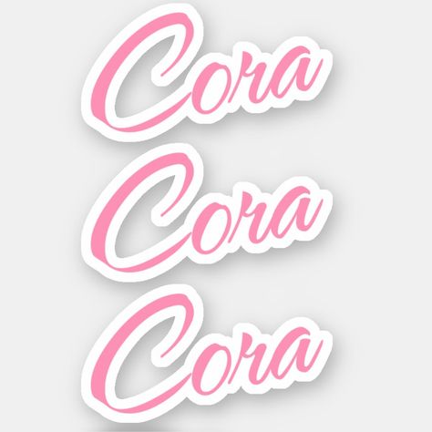 Cora name in cursive script font in pretty pink x3.  Three copies of name. Cora Name, Olivia Name, Name In Cursive, Cursive Script, In Cursive, Acrylic Nails Coffin Pink, Spa Party, Acrylic Nails Coffin, Script Font