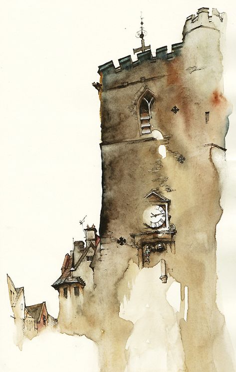 Sunga Park, Inktober Ideas, Magic Flute, Watercolor City, Urban Sketch, Watercolor Architecture, Color Pen, Ink Paintings, Watercolour Inspiration