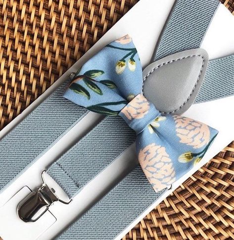 Dusty Blue Bow Tie, Blue Floral Bow Tie, Wedding Ring Bearer Outfit, Groomsmen Suspenders, Baby Suspenders, Grey Suspenders, Suspenders For Kids, Wedding Ring Bearer, Suspenders Wedding