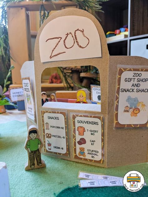 Create a Small World Zoo For Preschoolers - Pre-K Printable Fun Dramatic Play Animals, Zoo Pretend Play, Zoo Pretend Play Preschool, Zoo Dramatic Play Preschool, Jungle Dramatic Play, Animal Dramatic Play, Zoo Dramatic Play, Diy Dramatic Play, Dramatic Play Space