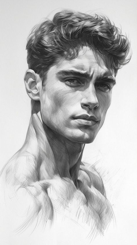 Realistic Drawings References, Faces Drawing Sketches, Men Portrait Drawing, Realistic Character Art, Male Face Sketch, Man Portrait Drawing, Man Face Drawing, Base Drawing Reference, Reference Poses Drawing