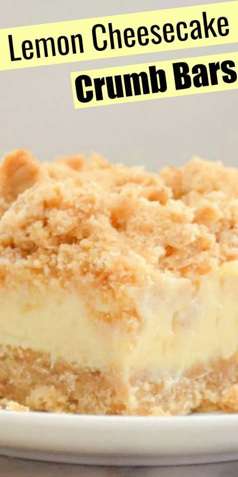 Lemon Cream Cheese Bars, Bolo Chiffon, Cream Cheese Bars, Lemon Cheesecake Bars, Crumb Bars, Lemon Bars Recipe, Lemon Dessert Recipes, Dessert Bar Recipe, Favorite Dessert Recipes