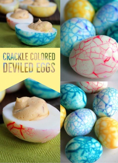 Crackle Colored Deviled Eggs - Doughmesstic #deviledeggs #easter Deviled Eggs Easter, Dyed Deviled Eggs, Colored Deviled Eggs, Halloween Deviled Eggs, Sriracha Deviled Eggs, Thanksgiving Deviled Eggs, Easter Deviled Eggs, Keto Deviled Eggs, Devilled Eggs Recipe Best