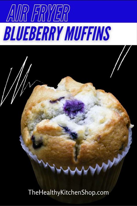 Airfryer Blueberry Muffins, Air Fryer Blueberry Crisp, Baking With An Air Fryer, Air Fryer Blueberry Recipes, Air Fryer Muffin Recipes, Air Fryer Blueberry Muffins, Air Fryer Muffins Healthy, Air Fryer Baking Recipes Easy, Airfryer Muffin Recipe