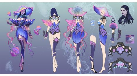 Jellyfish Human Hybrid, Jelly Fish Character Design, Sea Creature Outfit, Jellyfish Humanoid, Jellyfish Person, Jellyfish Character Design, Jellyfish Monster, Jellyfish Outfit, Jellyfish Oc