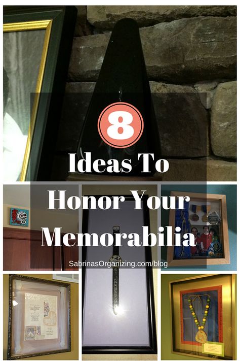 8 Ideas to Honor Your Memorabilia - creative ideas to feature your favorite things in your home. - sabrinasorganizing.com Memorabilia Storage, Memorabilia Display, Frame Kids Artwork, Blog Organization, Invitation Frames, Keepsake Crafts, Kids Artwork, Photo Organization, Photo Scrapbook